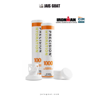 JAIS GOAT PF&H Precision Hydration Electrolyte PH 1000 tablets in two open tubs with tablets visible inside.