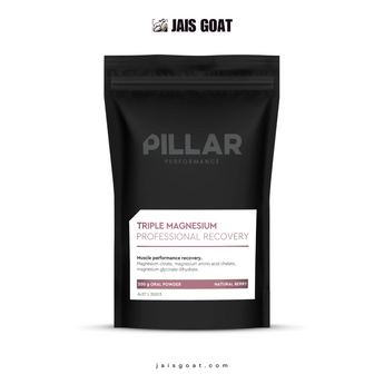 JAIS GOAT Triple Magnesium "Natural Berry" pillar supplement for muscle recovery, featuring a vibrant berry-flavored pill.