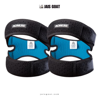 Pair of JAIS GOAT Patella knee braces showing adjustable straps and open patella design for support and stability.