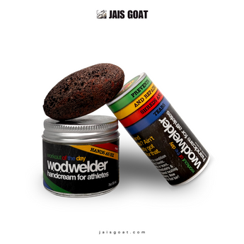 JAIS GOAT W.O.D.WELDER 3-step callus care kit with pumice stone and callus shaver for foot exfoliation and smooth skin.
