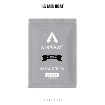 JAIS GOAT AIRWAAV nasal strips for improved breathing during sleep, sports, and recovery, shown on a plain background.